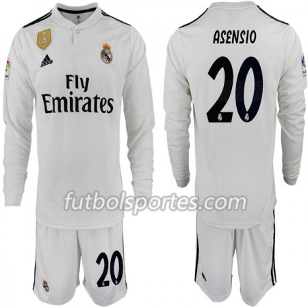 Camisetas Real Madrid ASENSIO 20 Niño Primera Equipacion 2018/2019 Manga Larga